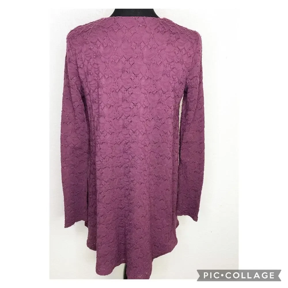 Show Me Your Mumu Tyler Tunic maroon wine purple lace overlay dress size Medium